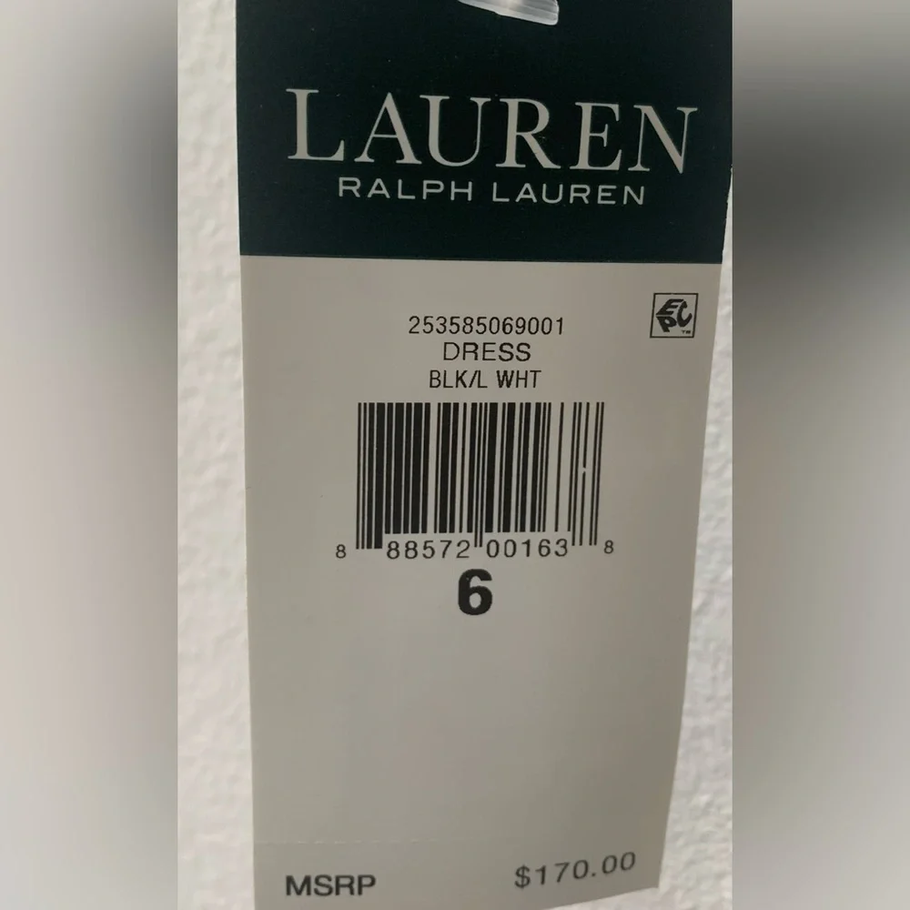 SZ 6 Ralph Lauren Black/White Long Sleeve Maxi Dress - Picture 4 of 8